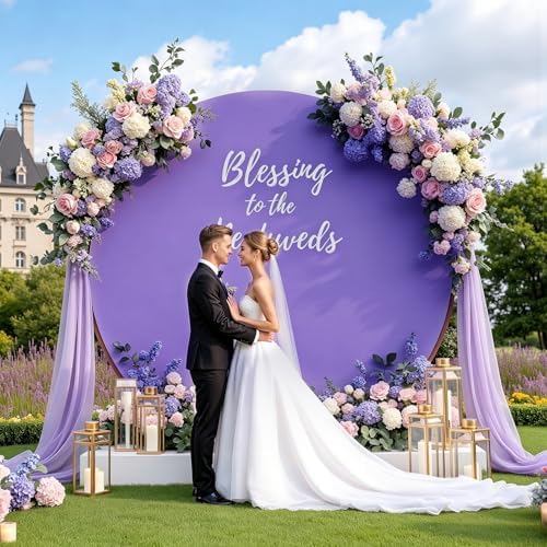 7.2 FT Royal Purple Round Backdrop Cover for 5 to 7.2ft Circle Stand - Adjustable Polyester Arch Backdrop Cover, alternate