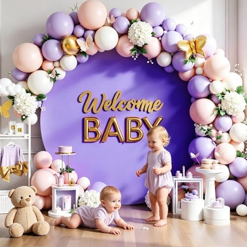7.2 FT Royal Purple Round Backdrop Cover for 5 to 7.2ft Circle Stand - Adjustable Polyester Arch Backdrop Cover, alternate