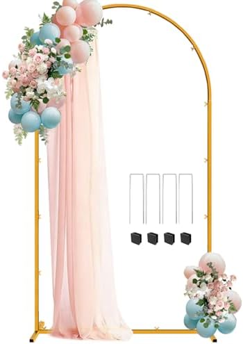 7.2 FT Wedding Arch Backdrop Stand, Gold Metal Arch Backdrop Stand for Wedding Party Ceremony Birthday Bridal