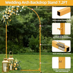 7.2 FT Wedding Arch Backdrop Stand, Gold Metal Arch Backdrop Stand for Wedding Party Ceremony Birthday Bridal, alternate view