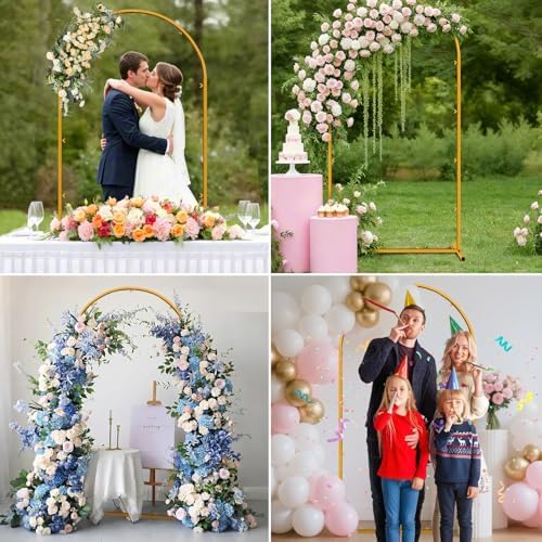 7.2 FT Wedding Arch Backdrop Stand, Gold Metal Arch Backdrop Stand for Wedding Party Ceremony Birthday Bridal, alternate view