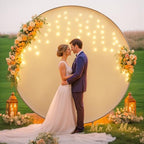 7.2 FT White Round Backdrop Cover with Lights String for Circle Arch Stand Circle Backdrop Cover with LED Fairy, alternate