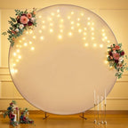 7.2 FT White Round Backdrop Cover with Lights String for Circle Arch Stand Circle Backdrop Cover with LED Fairy, alternate