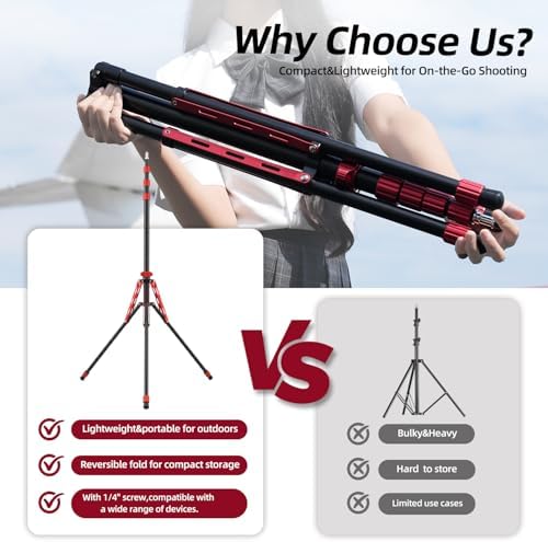 7.22ft/220cm Reversible Light Stand Tripod,6.6lbs Load, alternate view 2