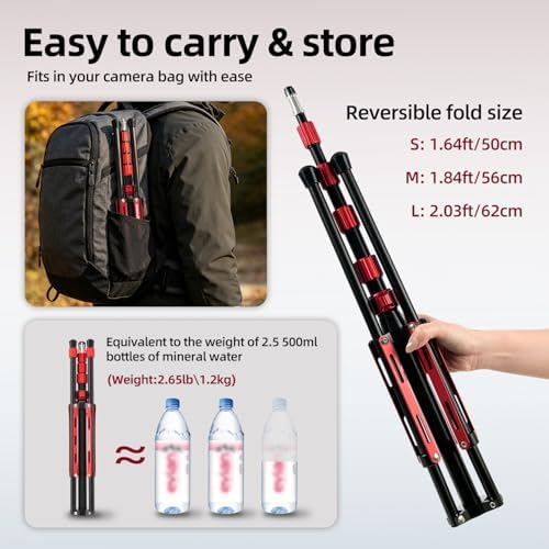 7.22ft/220cm Reversible Light Stand Tripod,6.6lbs Load, alternate view 3