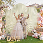 7.2FT 6.6FT 6FT Arch Backdrop Covers, Set of 3 Beige Draped Arch Covers Ruffled Ripple Stretchy Backdrop Cover, alternate