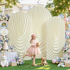 7.2FT 6.6FT 6FT Arch Backdrop Covers, Set of 3 Beige Draped Arch Covers Ruffled Ripple Stretchy Backdrop Cover, alternate