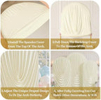 7.2FT 6.6FT 6FT Arch Backdrop Covers, Set of 3 Beige Draped Arch Covers Ruffled Ripple Stretchy Backdrop Cover, alternate