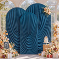 7.2FT 6.6FT 6FT Arch Backdrop Covers, Set of 3 Navy Blue Draped Arch Covers Ruffled Ripple Stretchy Backdrop