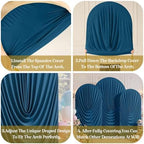7.2FT 6.6FT 6FT Arch Backdrop Covers, Set of 3 Navy Blue Draped Arch Covers Ruffled Ripple Stretchy Backdrop, alternate view