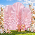 7.2FT 6.6FT 6FT Arch Backdrop Covers, Set of 3 Pink Draped Arch Covers Ruffled Ripple Stretchy Backdrop Cover