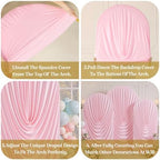 7.2FT 6.6FT 6FT Arch Backdrop Covers, Set of 3 Pink Draped Arch Covers Ruffled Ripple Stretchy Backdrop Cover, alternate view