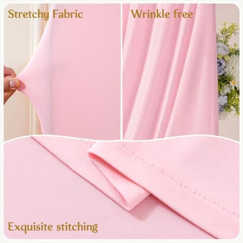 7.2FT 6.6FT 6FT Arch Backdrop Covers, Set of 3 Pink Draped Arch Covers Ruffled Ripple Stretchy Backdrop Cover, alternate view