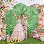 7.2FT 6.6FT 6FT Arch Backdrop Covers, Set of 3 Sage Green Draped Arch Covers Ruffled Ripple Stretchy Backdrop, alternate view