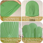 7.2FT 6.6FT 6FT Arch Backdrop Covers, Set of 3 Sage Green Draped Arch Covers Ruffled Ripple Stretchy Backdrop, alternate view