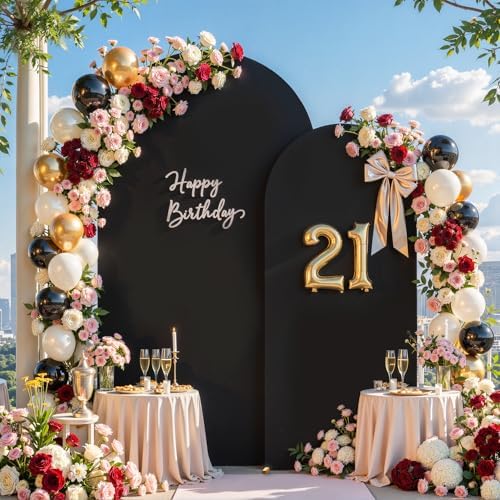 7.2FT & 6FT Arch Backdrop Cover, Black & Red Wedding Arch Covers, Spandex Arch Covers Stretchy Backdrop for, alternate view 2