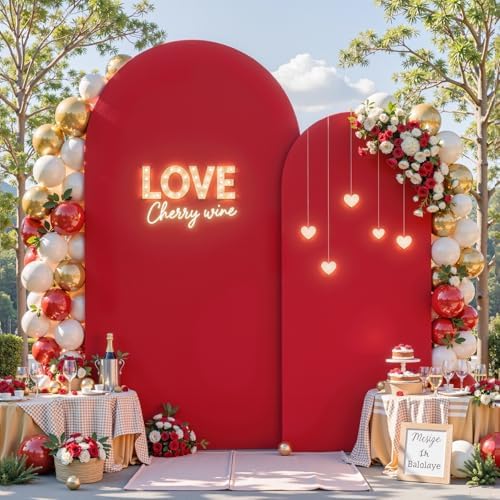 7.2FT & 6FT Arch Backdrop Cover, Black & Red Wedding Arch Covers, Spandex Arch Covers Stretchy Backdrop for, alternate view 3
