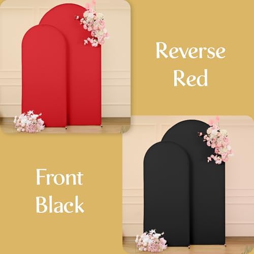 7.2FT & 6FT Arch Backdrop Cover, Black & Red Wedding Arch Covers, Spandex Arch Covers Stretchy Backdrop for, alternate view 4