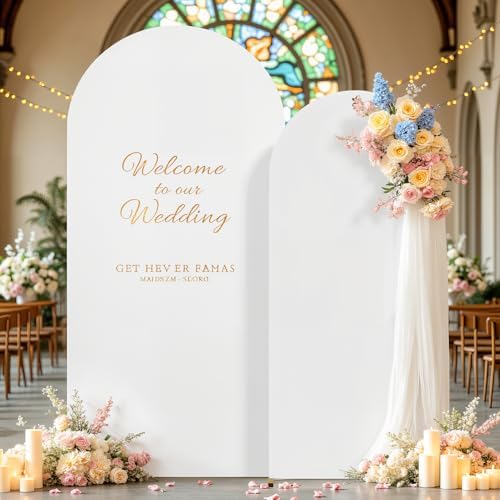 7.2FT 6FT Arch Backdrop Cover for Wedding, Set of 2 Stretchy Spandex Fitted Arch Stand Cover for Baby Shower, alternate view