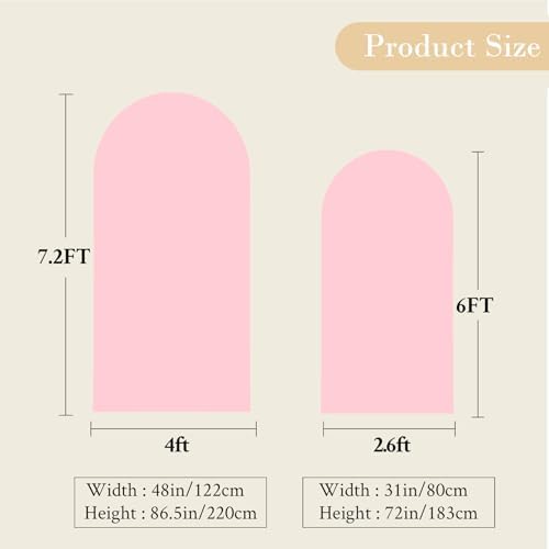 7.2FT 6FT Arch Backdrop Cover for Wedding, Set of 2 Stretchy Spandex Fitted Arch Stand Cover for Baby Shower, alternate view