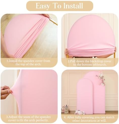 7.2FT 6FT Arch Backdrop Cover for Wedding, Set of 2 Stretchy Spandex Fitted Arch Stand Cover for Baby Shower, alternate view