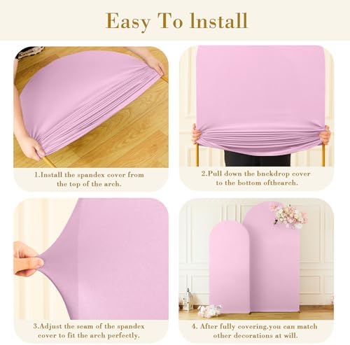 7.2FT 6FT Arch Backdrop Cover for Wedding, Set of 2 Stretchy Spandex Fitted Arch Stand Cover for Baby Shower, alternate view