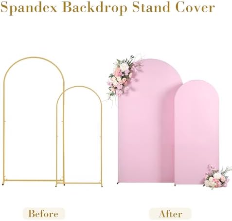 7.2FT 6FT Arch Backdrop Cover for Wedding, Set of 2 Stretchy Spandex Fitted Arch Stand Cover for Baby Shower, alternate view