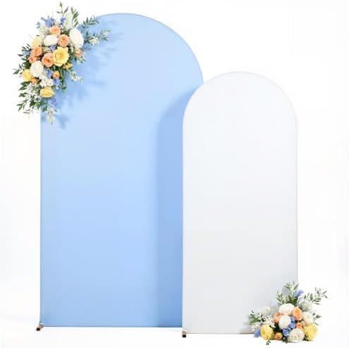 7.2FT 6FT Arch Backdrop Cover for Wedding, Set of 2 Stretchy Spandex Fitted Arch Stand Cover for Baby Shower