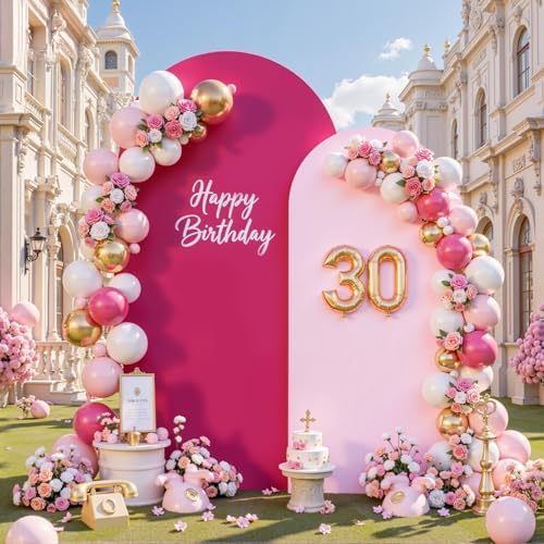 7.2FT & 6FT Arch Backdrop Cover, Hot Pink & Pink Wedding Arch Covers, Spandex Arch Covers Stretchy Backdrop for