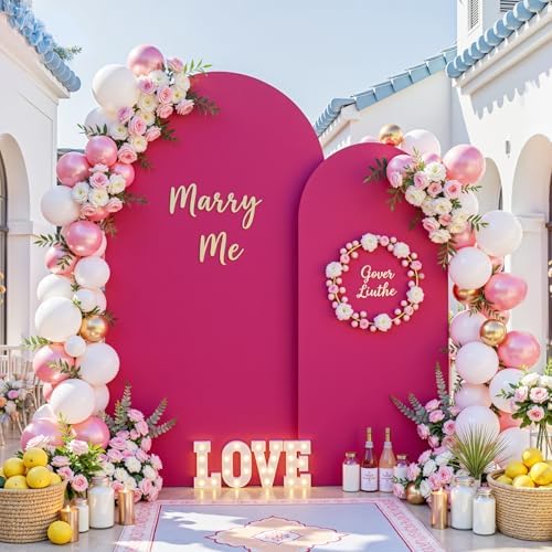 7.2FT & 6FT Arch Backdrop Cover, Hot Pink & Pink Wedding Arch Covers, Spandex Arch Covers Stretchy Backdrop for, alternate