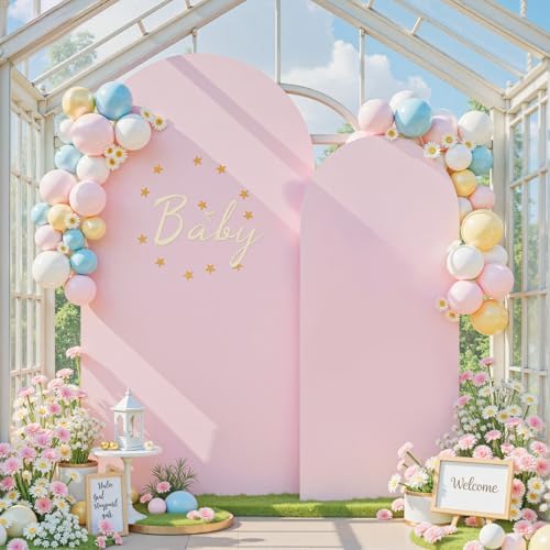 7.2FT & 6FT Arch Backdrop Cover, Hot Pink & Pink Wedding Arch Covers, Spandex Arch Covers Stretchy Backdrop for, alternate