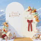 7.2FT & 6FT Arch Backdrop Cover, White & Beige Wedding Arch Covers, Spandex Arch Covers Stretchy Backdrop for