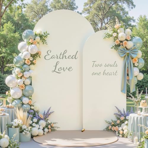 7.2FT & 6FT Arch Backdrop Cover, White & Beige Wedding Arch Covers, Spandex Arch Covers Stretchy Backdrop for, alternate view