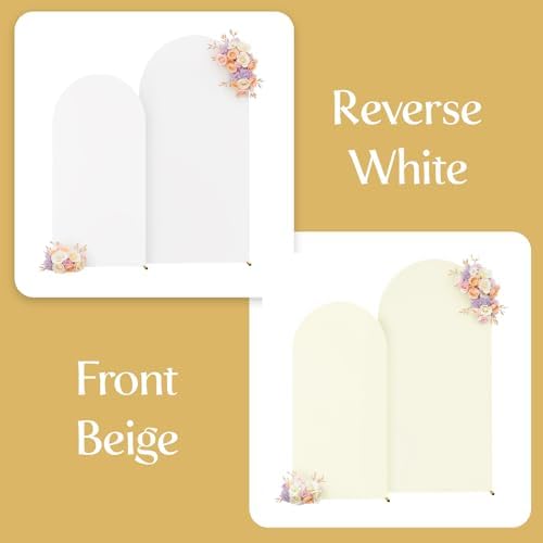 7.2FT & 6FT Arch Backdrop Cover, White & Beige Wedding Arch Covers, Spandex Arch Covers Stretchy Backdrop for, alternate view