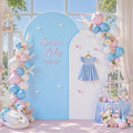 7.2FT & 6FT Arch Backdrop Cover, White & Blue Wedding Arch Covers, Spandex Arch Covers Stretchy Backdrop for