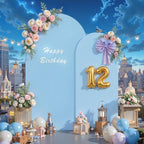 7.2FT & 6FT Arch Backdrop Cover, White & Blue Wedding Arch Covers, Spandex Arch Covers Stretchy Backdrop for, alternate view