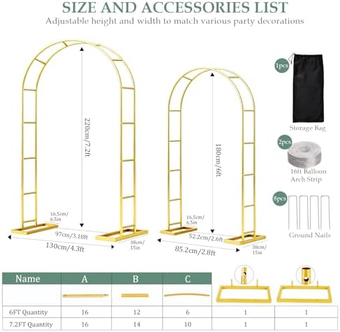 7.2FT, 6FT Balloon Arch Backdrop Stand Set of 2, alternate view 3