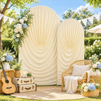 7.2FT & 6FT Beige Arch Cover Set - Stretchy Fitted Arch Backdrop Cover for Round Top Chiara Backdrop Stand for