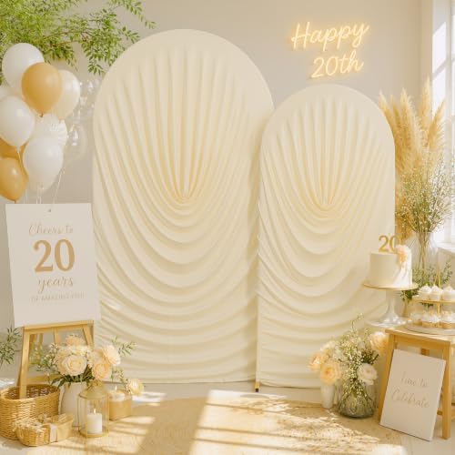 7.2FT & 6FT Beige Arch Cover Set - Stretchy Fitted Arch Backdrop Cover for Round Top Chiara Backdrop Stand for, alternate