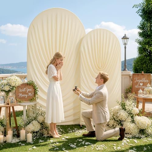7.2FT & 6FT Beige Arch Cover Set - Stretchy Fitted Arch Backdrop Cover for Round Top Chiara Backdrop Stand for, alternate