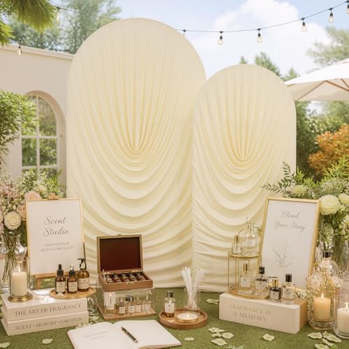 7.2FT & 6FT Beige Arch Cover Set - Stretchy Fitted Arch Backdrop Cover for Round Top Chiara Backdrop Stand for, alternate