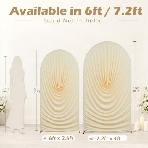 7.2FT & 6FT Beige Arch Cover Set - Stretchy Fitted Arch Backdrop Cover for Round Top Chiara Backdrop Stand for, alternate