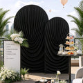 7.2FT & 6FT Black Draped Arch Cover, Ruched Ripple Arch Backdrop Cover in 6+7.2FT in Black