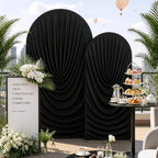 7.2FT & 6FT Black Draped Arch Cover, Ruched Ripple Arch Backdrop Cover in 6+7.2FT in Black