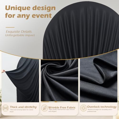 7.2FT & 6FT Black Draped Arch Cover, Ruched Ripple Arch Backdrop Cover in 6+7.2FT in Black, alternate view 6