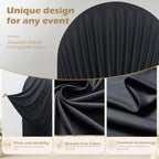 7.2FT & 6FT Black Draped Arch Cover, Ruched Ripple Arch Backdrop Cover in 6+7.2FT in Black, alternate view 6