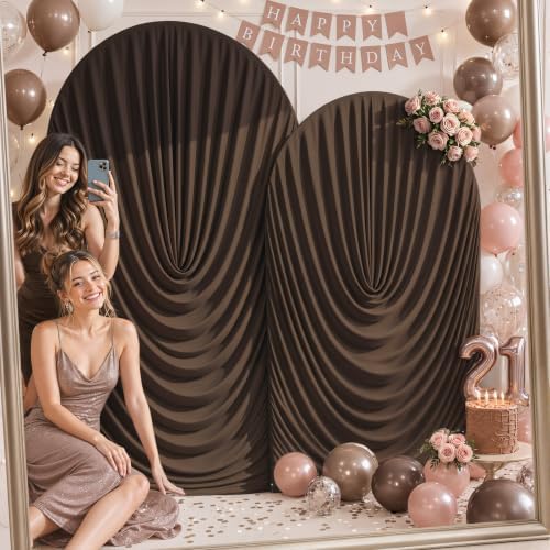 7.2FT & 6FT Draped Arch Covers, Brown Elegant Wedding Arch Backdrop Cover in 7.2FT & 6FT in Brown, alternate view 2