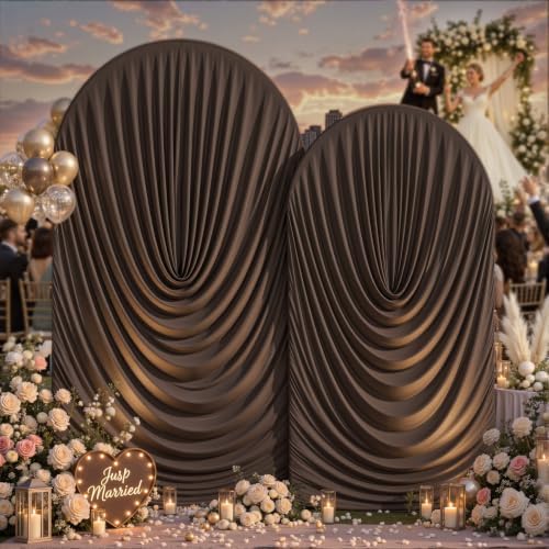 7.2FT & 6FT Draped Arch Covers, Brown Elegant Wedding Arch Backdrop Cover in 7.2FT & 6FT in Brown, alternate view 3