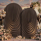 7.2FT & 6FT Draped Arch Covers, Brown Elegant Wedding Arch Backdrop Cover in 7.2FT & 6FT in Brown, alternate view 3
