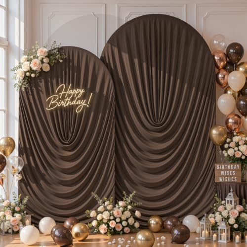 7.2FT & 6FT Draped Arch Covers, Brown Elegant Wedding Arch Backdrop Cover in 7.2FT & 6FT in Brown, alternate view 4